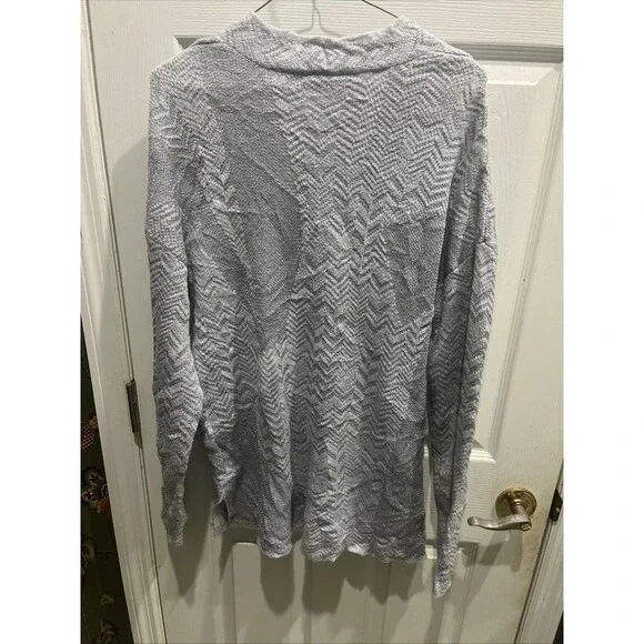 Vera Wang SimplyVera  Womens Sweatshirt XL Silver Gray Metallic - Picture 5 of 6